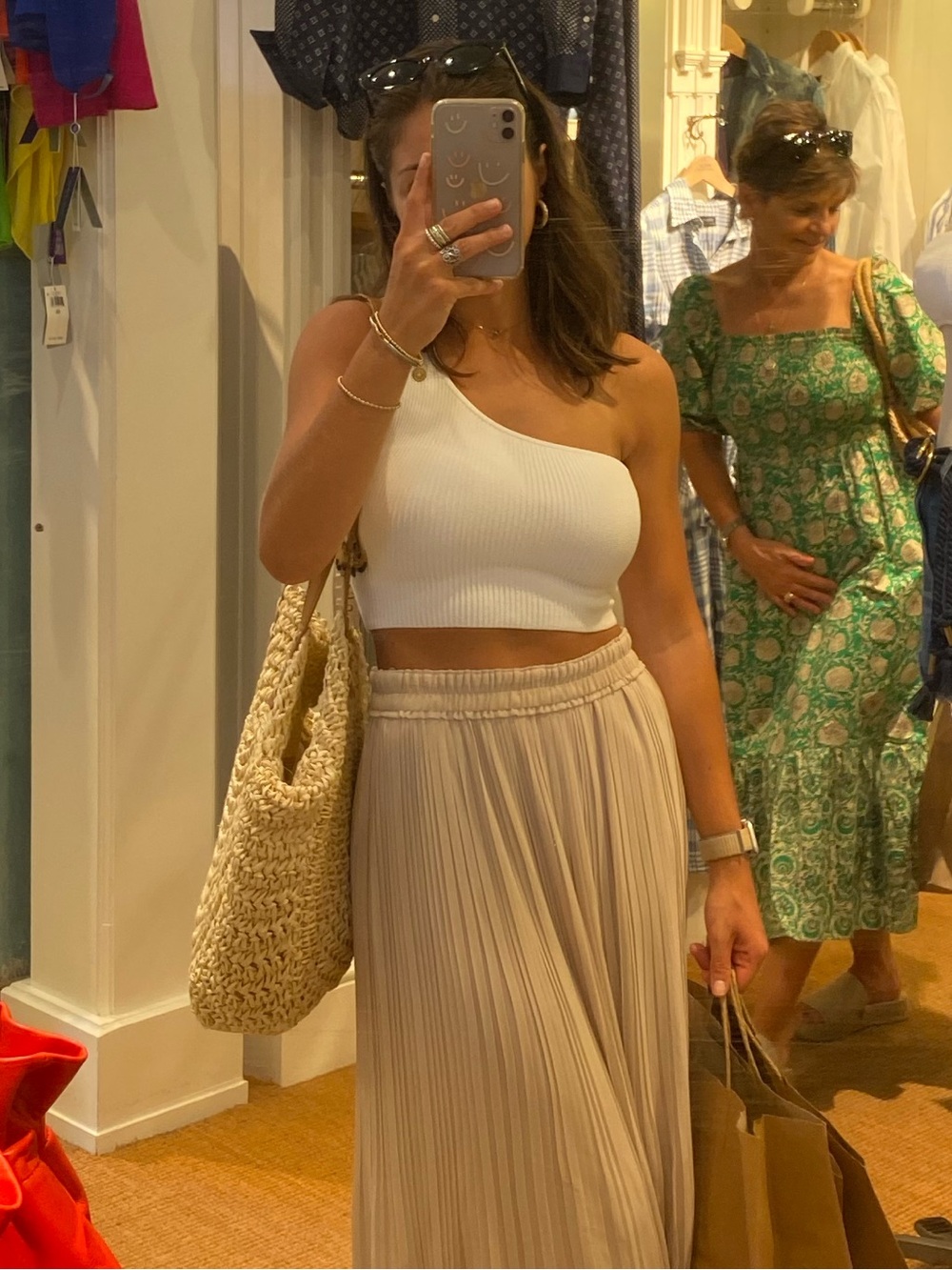 Aritzia (Barton) White One-Shoulder Ribbed Tank
